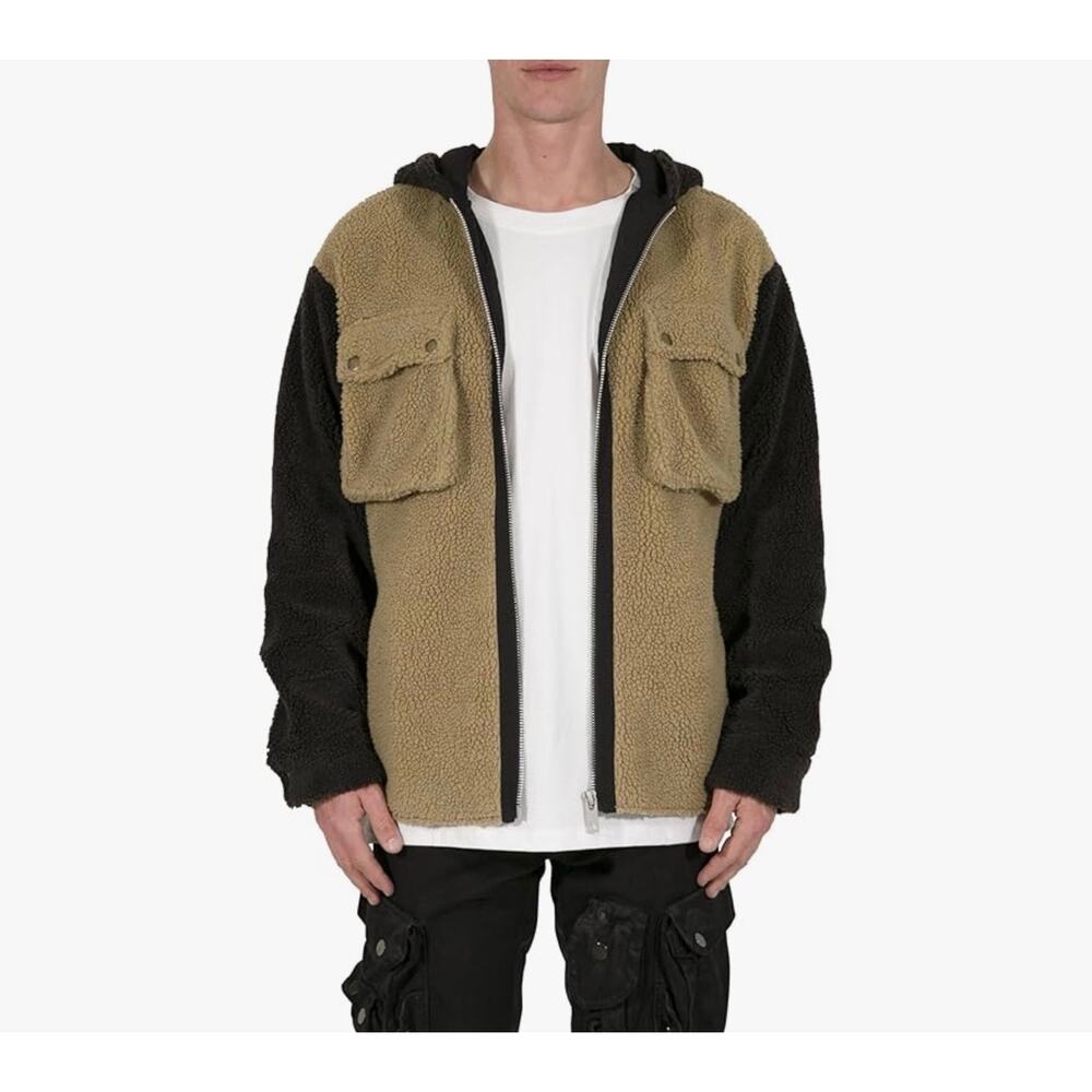 New MNML two tone Sherpa zip up hoodie jacket